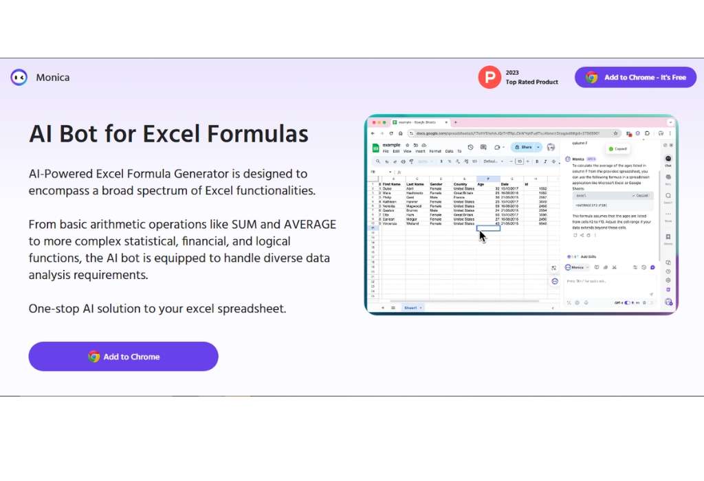 AI Excel formula generator